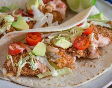 Healthy Mexican Inspired Fish Tacos with Low Fat Spicy Tarter Sauce